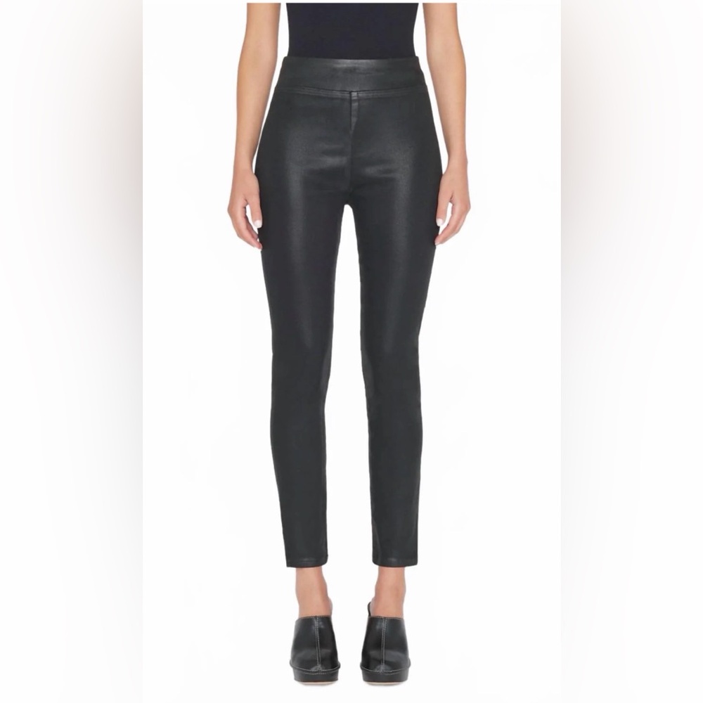 FRAME Women's The Jetset Skinny Crop Jean In Noir Coated Size 0
